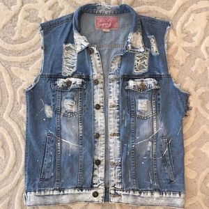 Customized Distressed Jean Vest ++.